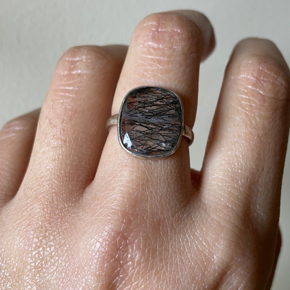 Rutilated Quartz 925 sterling silver ring (6.5)